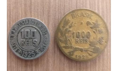 Moedas de 1925 100 R�is e 1000 R�is
